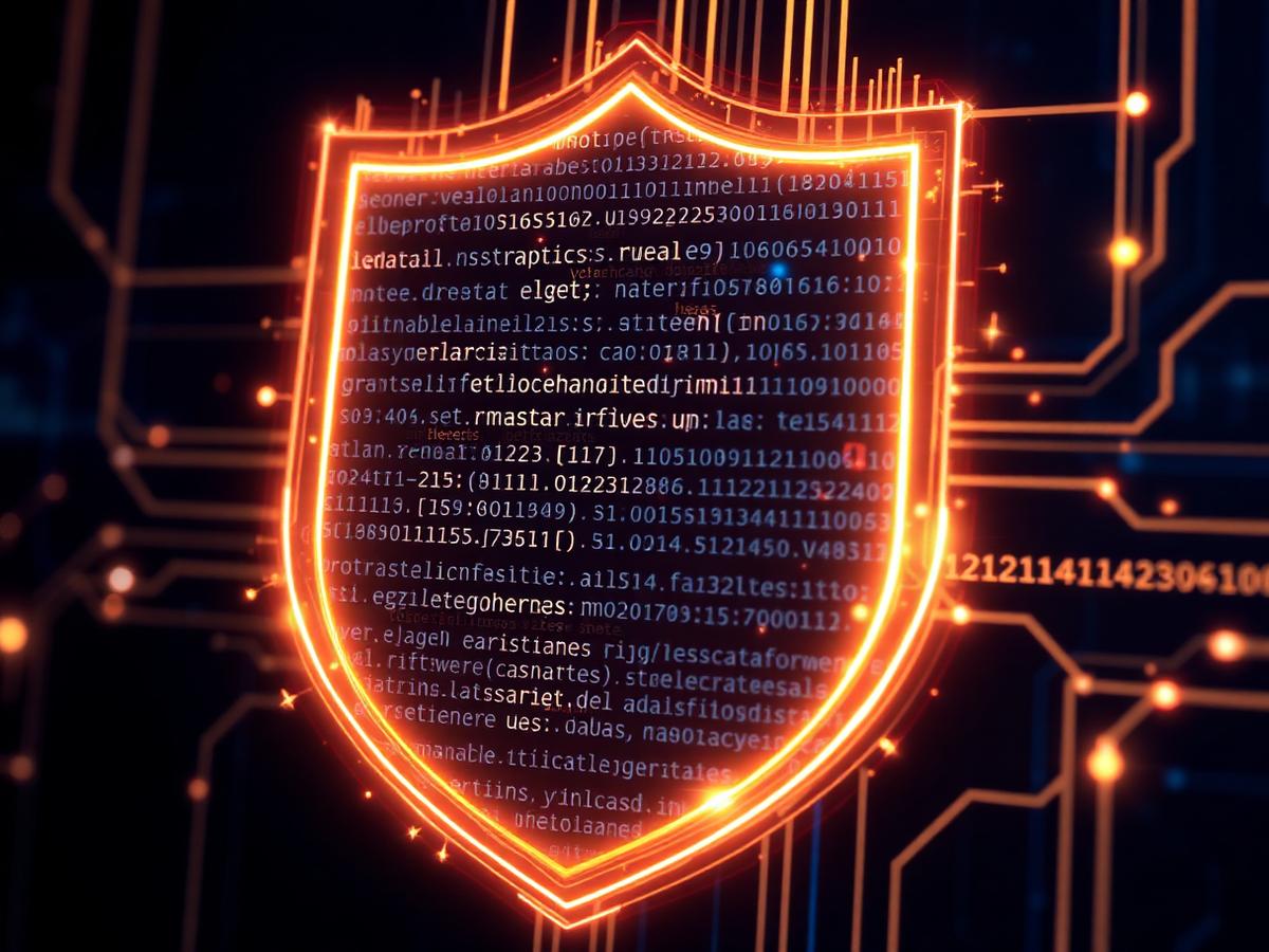 Digital shield representing cybersecurity